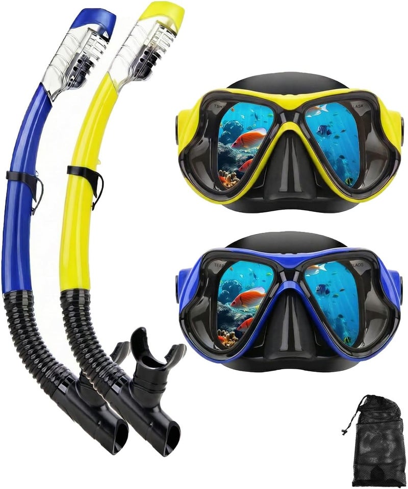 DIPUKI Snorkeling Gear for Adults, Dry-Top Snorkel Mask Set, Anti-Fog Scuba Diving Snorkle mask Set Adult, Panoramic Wide View Dive mask, Adjustable Swimming Diving Snorkeling Packages - Image 1